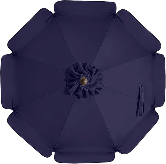 MASTERCANOPY Valance Patio Umbrella 9 ft Replacement Canopy for 8 Ribs-Navy Blue Canopy Only