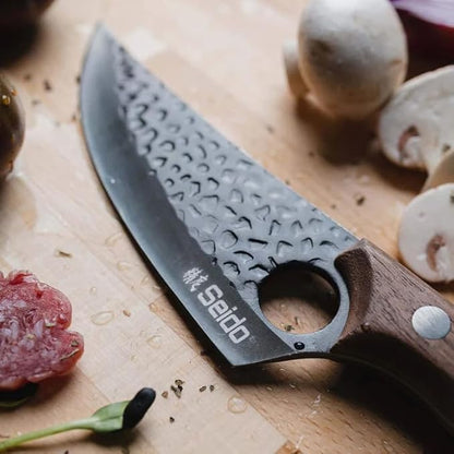 Seido Knives Kyodai Utility Chef Knife - Ideal for Outdoor Camping, Hunting, or BBQ - Includes Leather Knife Sheath