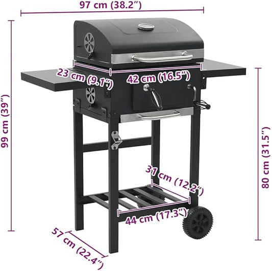 vidaXL Barbecue Grill, Charcoal Grill for Outdoor Camping Picnic Patio, BBQ Grill for Home Party, Smoker for Deck Backyard Cooking Garden
