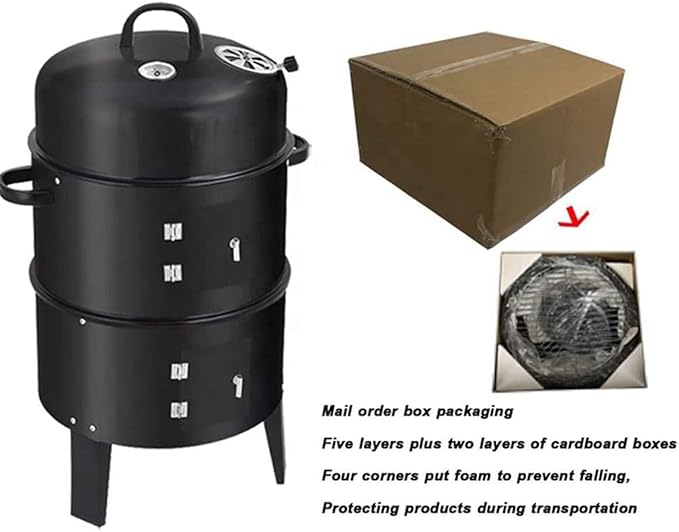 Outdoor Double-Layer Grill, Charcoal Wood Fired Braising & Smoking Stove,Portable Grill for Camping, Outdoor Cooking, Outdoor Kitchen, Patio, Garden