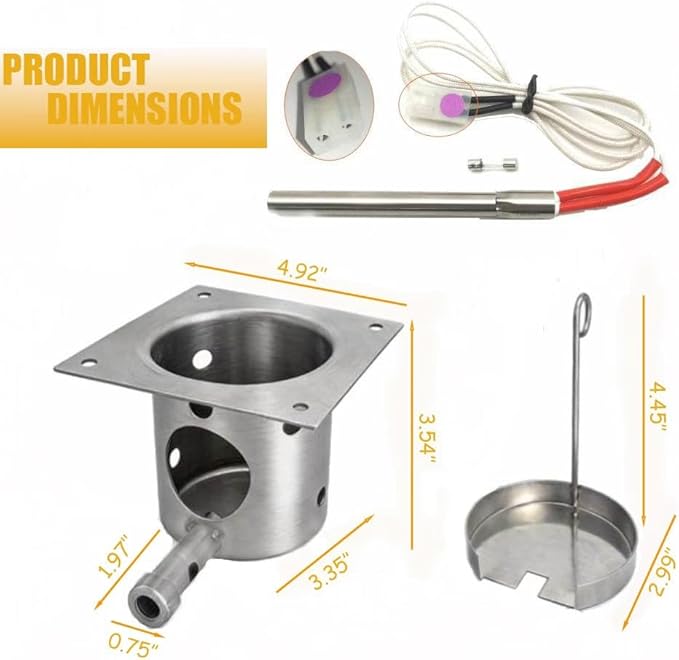 Firsgrill Replacements for Pit Boss Treager Pellets Grill/Smoker Parts (2, Ignited Rod & Firebox) (Silver）