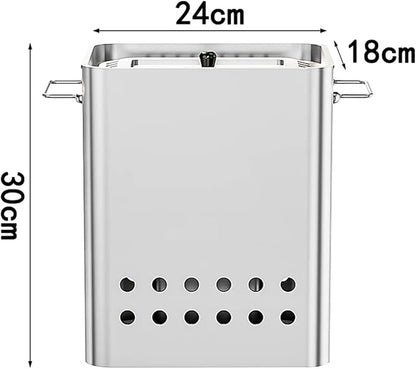 Vertical Charcoal BBQ Smoker 430 Stainless Steel Grill 360° Even Heating Oil and Fire Separation with A Variety of Accessories for Home Restaurants & Catering(A)