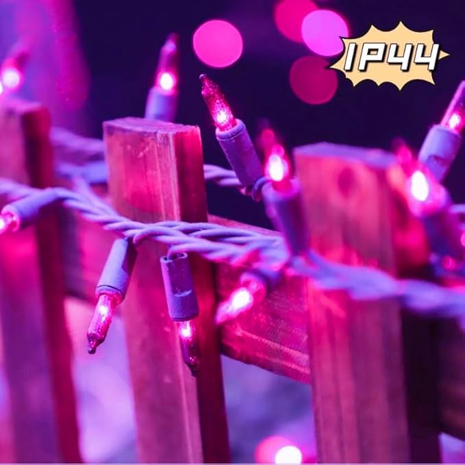 LAMPHOME Purple Halloween Lights Indoor Outdoor, 19.6ft 100 Count Christmas String Lights Plug in for Christmas Tree, Bedroom Garden Party Xmas Decorations
