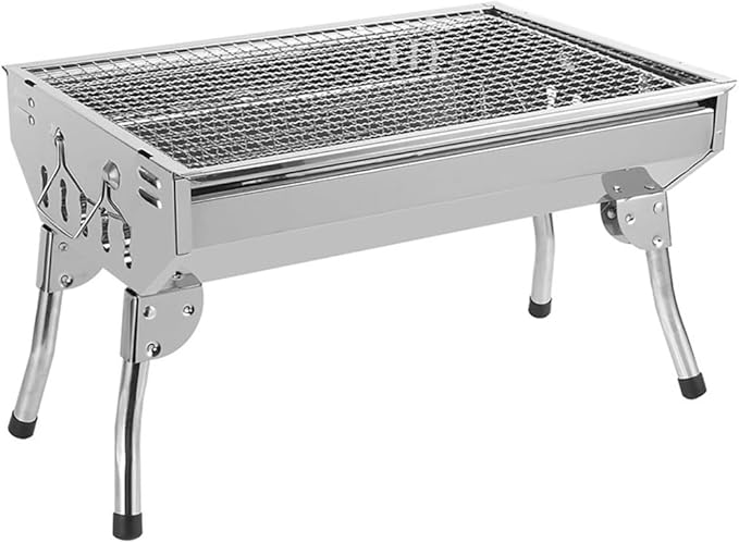Portable Charcoal Grill for Camping BBQ, Outdoor Barbecue Grill with Foldable Stainless Steel Rack, Lightweight Camping Grill for Grilling,A-1