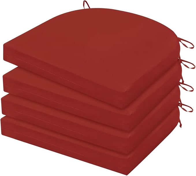 HARBOREST Outdoor Chair Cushions Set of 4, Water Resistant Patio Chair Cushions with Ties, Outdoor Seat Cushions for Patio Furniture, 17"x16"x2", Burnt Orange