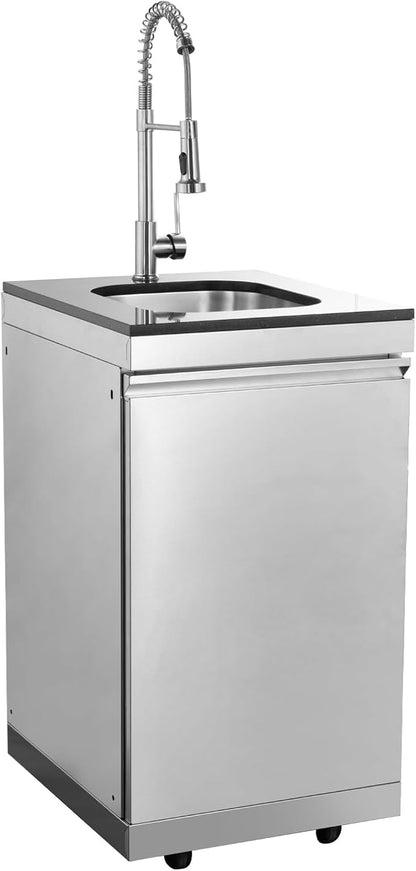 97" 4-Burner 72000 BTU Outdoor Kitchen Island,304 Stainless Steel Modular LPG BBQ Grill Combination With Granite Countertops, Cabinet, Refrigerator and Sink (97"-Silver with Canopy, Propane Gas)
