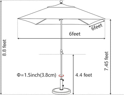EliteShade USA 10-Year-Non-Fading 6x6Ft Square Market Patio Umbrella, UPF 50+ UV Protection Performance Sun Umbrella, Heavy Duty Commercial Grade Outdoor Table Umbrella with Crank, Windproof Vented Top for Garden, Pool, Deck and Outdoor Playsets, Antiq...