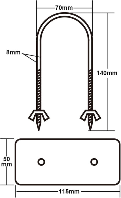 Rotisserie Fork U-Bolt 304 Stainless Steel 2pcs for Rotisserie Grill, 5.5 Inches Long Meat Trussing Accessories, 2.7 Inch Wide Spit Rod Capacity Rotisserie Parts for Whole BBQ Pig, Hog