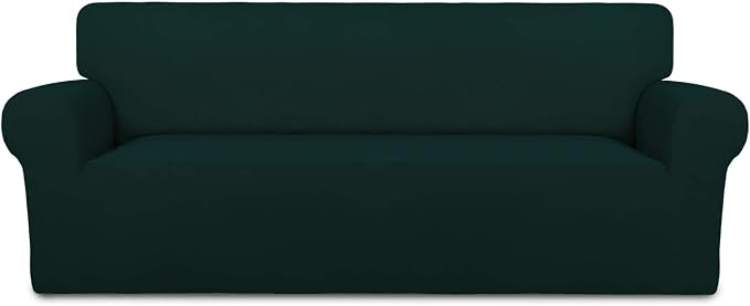 PureFit Stretch Oversized Couch Covers Fleece Sofa Slipcovers Deep Teal | 1-Piece Sofa Cover Washable Soft Couch Protector, Couch Slipcover with Non Skid Foam and Elastic Bottom for Kids, Dogs