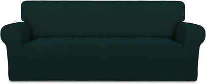 PureFit Stretch Oversized Couch Covers Fleece Sofa Slipcovers Deep Teal | 1-Piece Sofa Cover Washable Soft Couch Protector, Couch Slipcover with Non Skid Foam and Elastic Bottom for Kids, Dogs