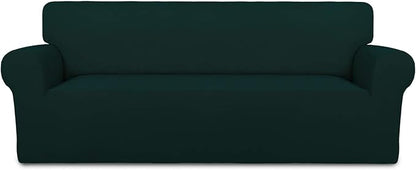 PureFit Stretch Couch Covers for Sofa Large Sofa Slipcovers Deep Teal | 1-Piece Sofa Cover Washable Soft Couch Protector, Couch Slipcover with Non Skid Foam and Elastic Bottom for Kids, Dogs