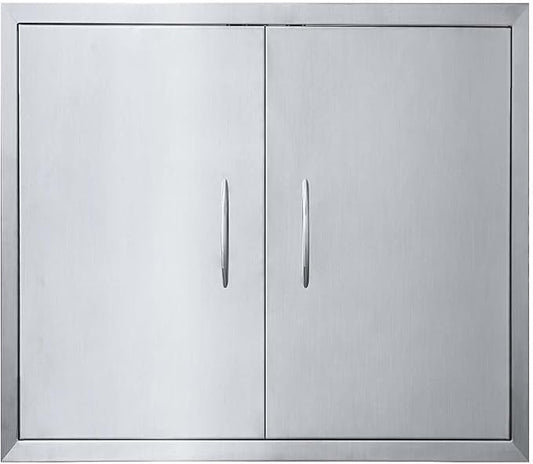 JIE JIN 24" W X 24" H Outdoor Kitchen Doors Double Doors Thickened 304 Brushed Stainless Steel BBQ Access Door BBQ Island Doors Outdoor Kitchen Accessories Door for Outdoor Kitchen BBQ Island