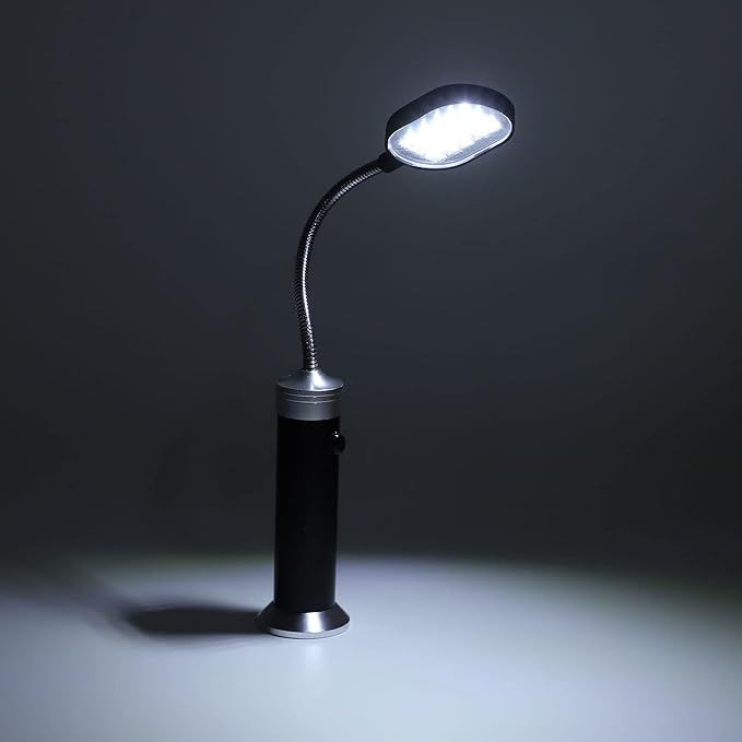 FILFEEL Magnetic Gooseneck LED Work Light with 360° Rotation & Strong Magnetic Base - for Outdoor Activities Like Fishing, BBQ, and Cycling (Black)