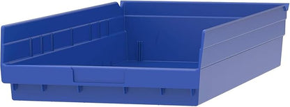 Akro-Mils 30174 Heavy Duty Plastic Shelf Bins, 24"x 11"x 4", Blue, 6-Pk | Heavy Duty Nesting Storage Bins for Garage, Closet, Refrigerator, Kitchen, Cabinet, Drawer Organization, Pantry Organization