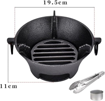 Cast Iron Charcoal Stove, Portable Korean BBQ Grill For Thick Bottom For Even Heating, Compact Japanese Barbecue Oven For Camping And Outdoor Picnics(19.5cm)