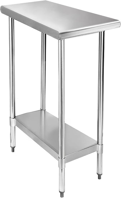 STABLEINK Stainless Steel Small Table with Undershelf 12x30 Inches for Prep | NSF Certified Heavy Duty Metal Work Table Workbench for Commercial Kitchen Restaurant Hotel Laundry Garage Chef Homemaker