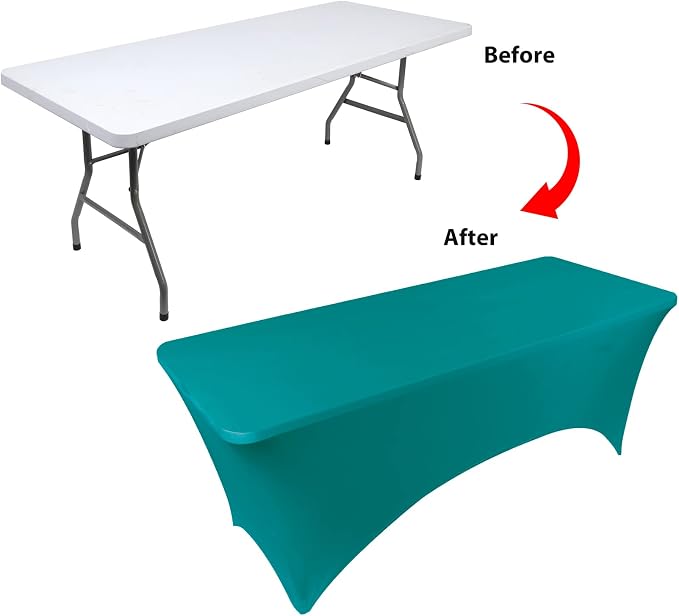 BDDC 6ft Stretch Spandex Fitted Table Cloth for 6 Foot Tables | GRS-Certified Eco-Friendly Fabric, Elastic Fit Rectangle Tablecloth, Washable, Wrinkle-Free, For Events & Parties