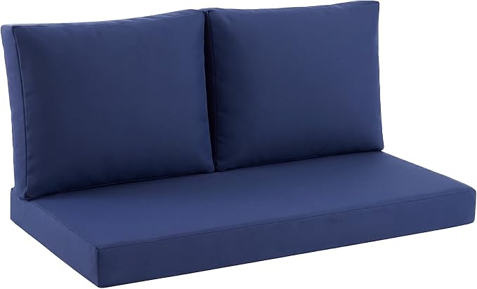 Outdoor Loveseat Cushion Set, 48" x 24" Loveseat Cushions for Outdoor Furniture, Waterproof & Fade-Resistant Patio Furniture Cushions, Deep Seat Cushion for Bench, Swing and Couch, Navy Blue