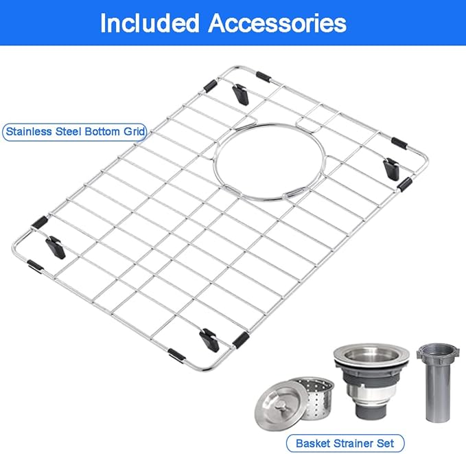 21 x 19 Inch Undermount Kitchen Bar Sink, Handmade Single Bowl 304 Stainless Steel Wet RV Sinks, Indoor and Outdoor Deep Kitchen Laundry Basin with Accessories