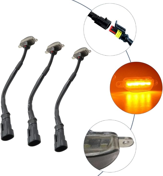 Amber LED Grille Light Kit with Wiring Harness Compatible with Ford F-150 Aftermarket Grilles 2004-2019, Smoked Lens Amber Lights