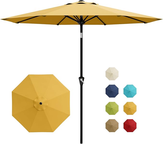 Garvee 10FT Patio Umbrella - Outdoor Table Umbrella with Smooth Crank Lift, Push Button Tilt and 8 Sturdy Ribs - Market Umbrella UV Protection Waterproof for Pool, Deck, Yard, Garden