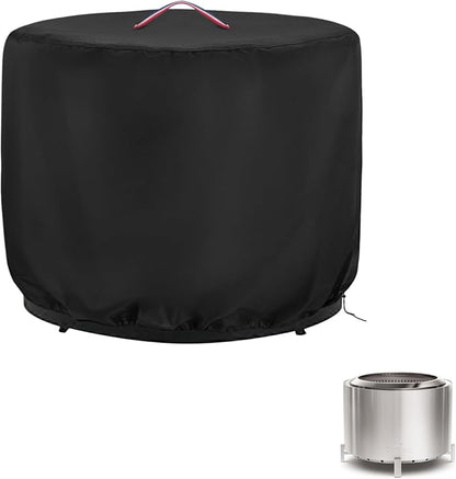 Round Fire Pit Cover,600D Waterproof Heavy Duty Firepit Cover for OutVue Stainless Steel Smokeless Fire Pit,Windproof Outdoor Fireplace Cover with PU Coating,28"D x 22"H
