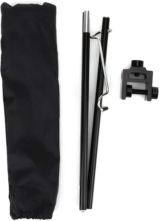 Aluminum Alloy Folding Light Bracket Stand, Black Portable Outdoor Camping Table Lamp Pole Adjustable Height Sturdy Durable for Picnic Barbecue Camping Hiking