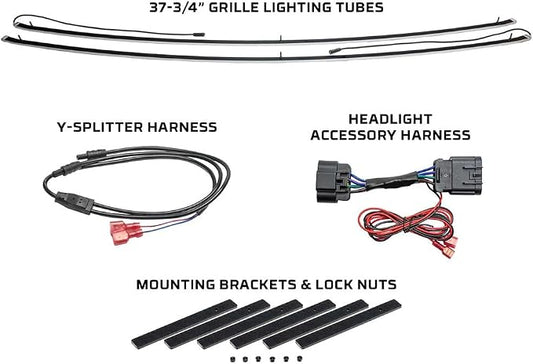 LEDGlow White LED Truck Grille Lighting Kit Fits 2017-2019 Ford F250 F350 | Compatible with Super Duty w/ LED Headlights, Includes 2X Grill Light Bars, Accessory Harness & Y-Splitter