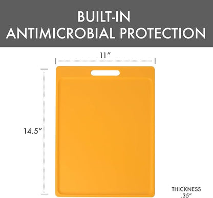 Dexas NSF Certified Polysafe Cutting Board with Handle, 11 x 14.5 Inches, Reversible Kitchen Cutting Board, Yellow