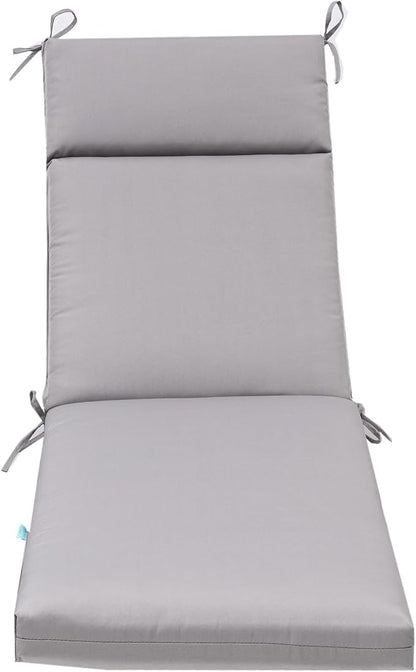 QILLOWAY Outdoor Chaise Lounge Cushion,All Weather High-Density Foam Recliner Chairs Replacement Cushions,Grey.