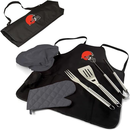 Picnic TIME BBQ Apron Tote Pro Grill Set, (Black with Gray Accents)