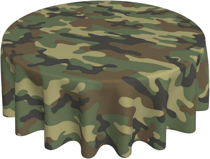 Sweetshow Military Camouflage Tablecloth Round 70 Inches Green Camo Army Round Tablecloth Polyester Washable Wrinkle Resistant Table Cloth Table Cover for Kitchen Dining Room Picnic Patio Party