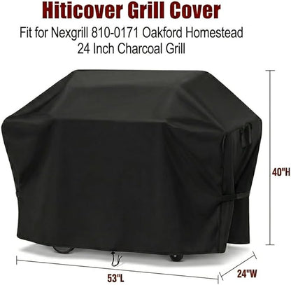 Grill Cover for Nexgrill 810-0171 Oakford Homestead 24 Inch Charcoal Grill, Waterproof Outdoor BBQ Griddle Cover - 53" W x 24" D x 40" H