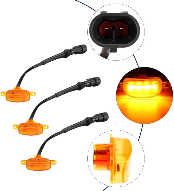 Amber LED Grille Light Kit with Wiring Harness Compatible with Ford F-150 Aftermarket Grilles 2004-2019, Amber Lens Amber Lights