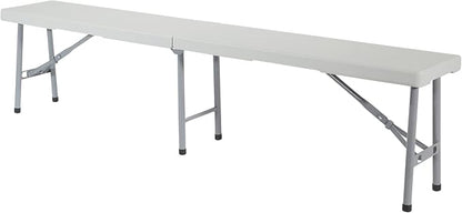 Office Star Resin Furniture for Indoor or Outdoor Use, Single, Fold in Half 6 Foot Bench