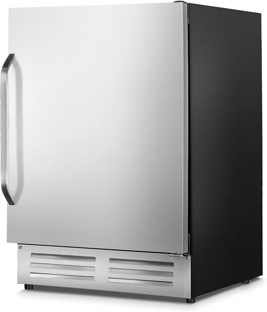 24 Inch Outdoor Beverage Refrigerator Cooler,Stainless Steel Wide Refrigerator for 210 Cans,Fit Perfectly for 24" Space Built-in Counter or Freestanding with powerful and quiet cooling system
