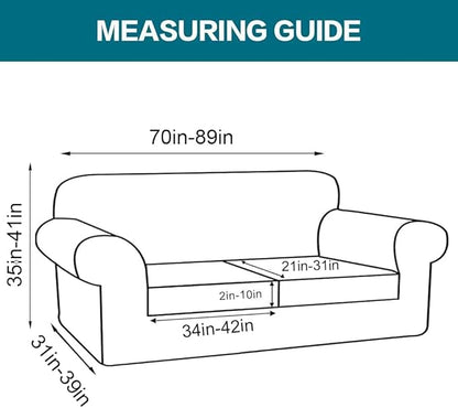Turquoize 3 Piece Sofa Covers for 2 Cushion Couch Sofa Slipcover Soft Couch Cover for Dogs-Washable Furniture Cover with 2 Individual Covers, Feature Fabric (2 Cushion Sofa, Cream)