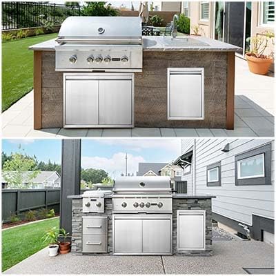JIE JIN BBQ Access Door 30" W X 21" H Outdoor Kitchen Doors Double Doors Thickened 304 Stainless Steel Outdoor Kitchen Accessories Door for Indoor/Outdoor Kitchen Outdoor Cabinet BBQ Island