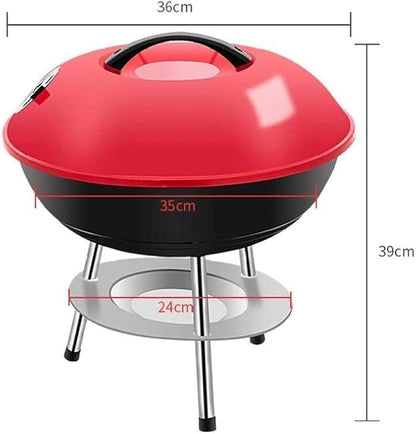 Round Barbecue Grill, Charcoal Portable Small Outdoor Mini