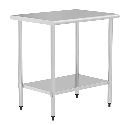 Stainless Steel Table for Food Prep & Work 24 x 36 inches Utility Table with Adjustable Undershelf, Commercial Workstation in Kitchen, Garage, Outdoor BBQ