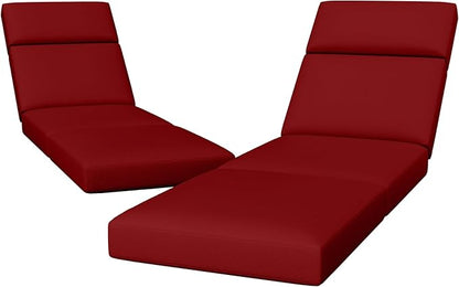 2 Pcs Chaise Lounge Cushions Outdoor, 80 x 26 x 4 Inch Lounge Chair Cushions for Outdoor Furniture - Waterproof Lounge Patio Replacement Cushion, 4In Fade-Resistant ThickPatio Chaise Lounge Cushion