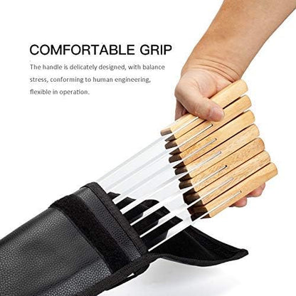 Goutime Kabob Skewers 23 Inch Long,1 Inch Wide Stainless Steel Grilling BBQ Skewer with Wood Handle for Making Koubideh Persian Brazilian Chicken Shrimp Kebab,Set of 7 with Bag