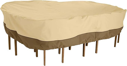 Classic Accessories Veranda Water-Resistant 88 Inch Rectangular/Oval Patio Table & Chair Set Cover, Outdoor Table Cover