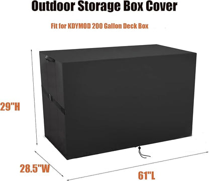 Deck Box Cover for KDYMOD 200 Gallon Deck Box | Waterproof Resin Storage Box Bin Covers Patio Furniture Side Table Cover- 61 ''L x 28.5''W x 29 ''H