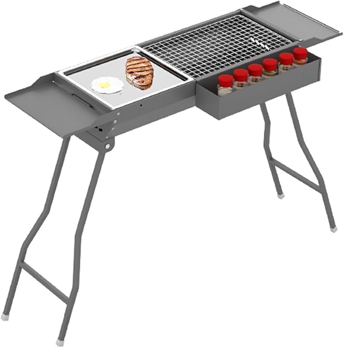 Grills Outdoor Cooking Charcoal, Stainless Steel Coating BBQ Grill Small Charcoal, Portable Charcoal Grill for Party Picnic Travel Home,RV Outdoor Cooking Use (Color : /Gray, Size : G)