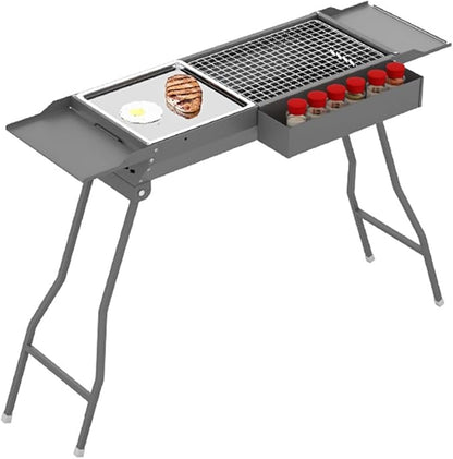 Grills Outdoor Cooking Charcoal, Stainless Steel Coating BBQ Grill Small Charcoal, Portable Charcoal Grill for Party Picnic Travel Home,RV Outdoor Cooking Use (Color : /Gray, Size : G)