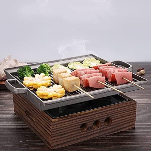 Smokeless Portable Charcoal Grill for Camping BBQ Grills Outdoor Barbecue Grill, Korean Japanese Charcoal Oven Alcohol Stove Household Non-Stick Cooking Tools,A-1