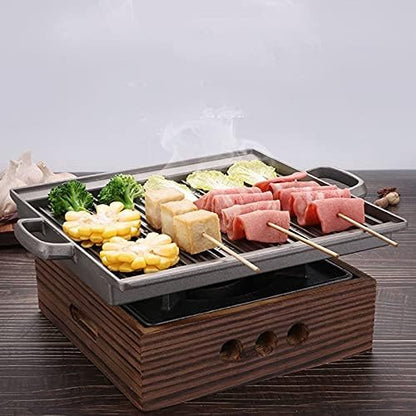Smokeless Portable Charcoal Grill for Camping BBQ Grills Outdoor Barbecue Grill, Korean Japanese Charcoal Oven Alcohol Stove Household Non-Stick Cooking Tools,A-1