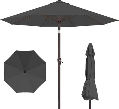 PatioKingdom 10FT Patio Umbrella with Push Button Tilt and Crank, Outdoor Market Umbrella with 8 Fiberglass Ribs, UV Protection Table Umbrella for Pool,Backyard,Garden,Deck