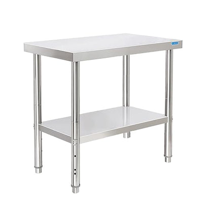 KUARBARR Stainless Steel Table 30 x 18 Inch, Stainless Table for Prep & Work, Commercial NSF Metal Table for Restaurant Kitchen Garage